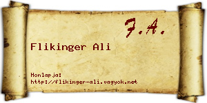 Flikinger Ali névjegykártya